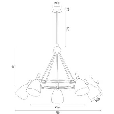 Argon Charlotte lampa wisząca 5x15W czarny 2118