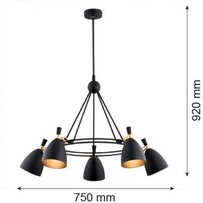 Argon Charlotte lampa wisząca 5x15W czarny 2118