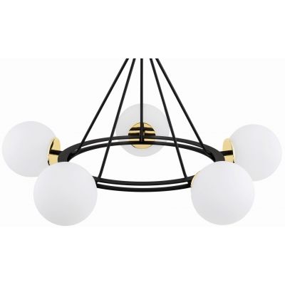 Argon Amalfi lampa wisząca 5x15W opal mat/czarny/mosiądz 2119