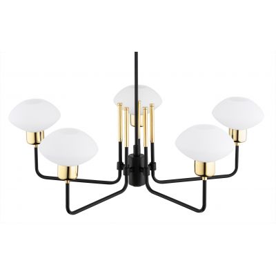 Argon Ravello lampa wisząca 5x15W opal mat//czarna struktura/mosiądz 2128