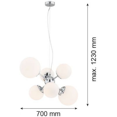 Argon Satelite lampa wisząca 6x15W chrom/opal 2531