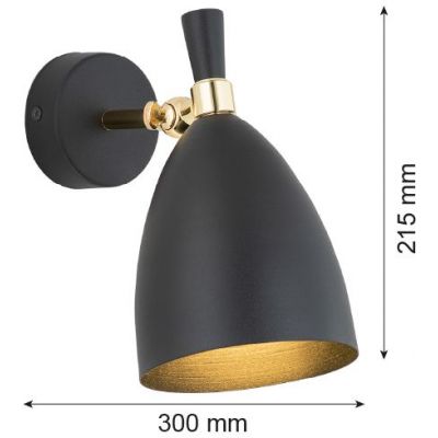 Argon Charlotte kinkiet 1x15W czarny/mosiądz 4701