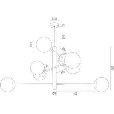 Argon Cameron lampa podsufitowa 8x15W opal mat/czarny/mosiądz 5041