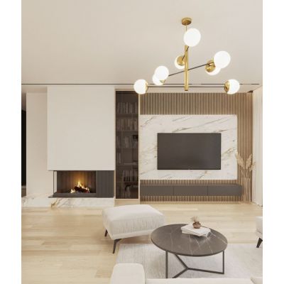 Argon Cameron lampa podsufitowa 8x15W opal mat/czarny/mosiądz 5041