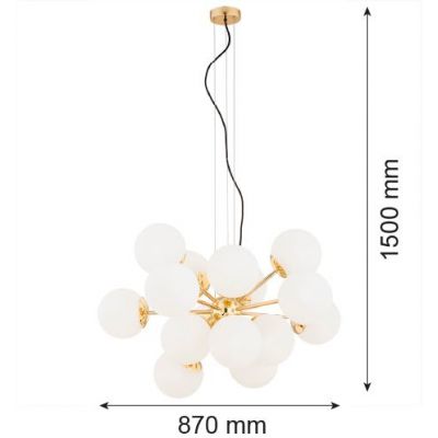Argon Satelite Plus lampa wisząca 15x15W opal mat/mosiądz 5048