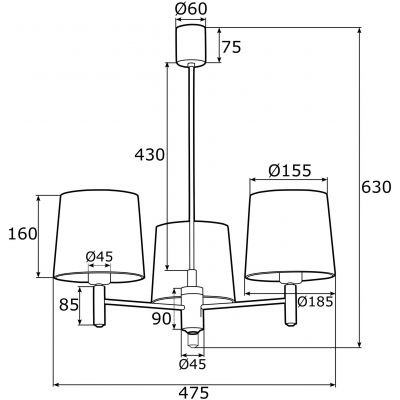 Argon Ponte Plus lampa podsufitowa 3x15W śmietankowy/ciemny mosiądz 6110