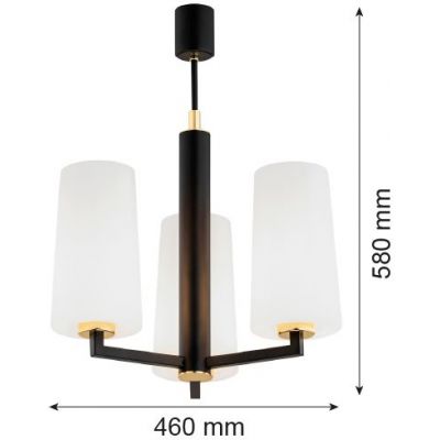 Argon Camelot Plus lampa wisząca 3x15W opal mat/czarny mat/mosiądz 6143