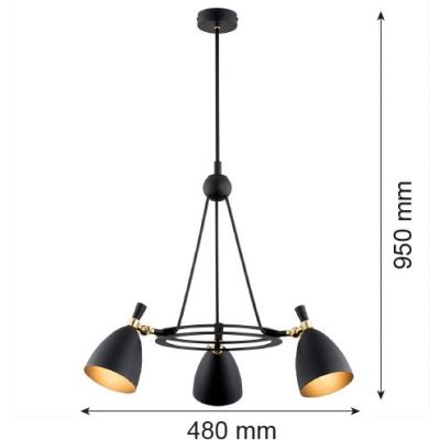 Argon Charlotte lampa wisząca 3x15W czarna struktura/mosiądz 6149