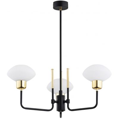 Argon Ravello lampa wisząca 3x15W opal mat//czarna struktura/mosiądz 6166