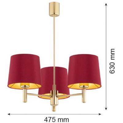 Argon Ponte Plus lampa podsufitowa 3x15W czerwony/mosiądz 6266