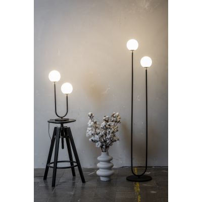 Argon Ferrone lampa stołowa 2x7 W czarna-mosiądz-opal 7072