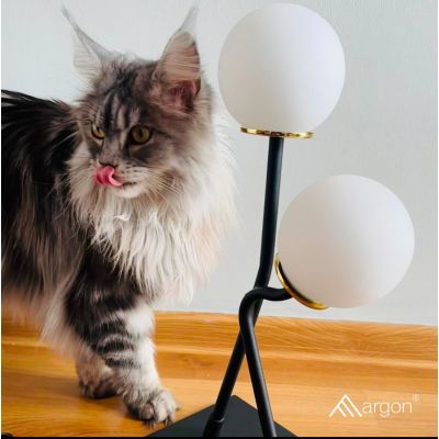 Argon Faron lampa stołowa 2x6W opal mat/czarny/mosiądz 892