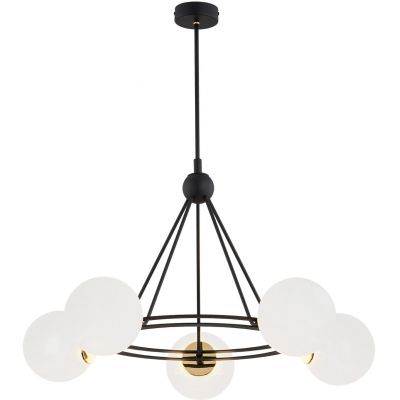 Argon Amalfi lampa wisząca 5x15W opal mat/czarny/mosiądz 2119