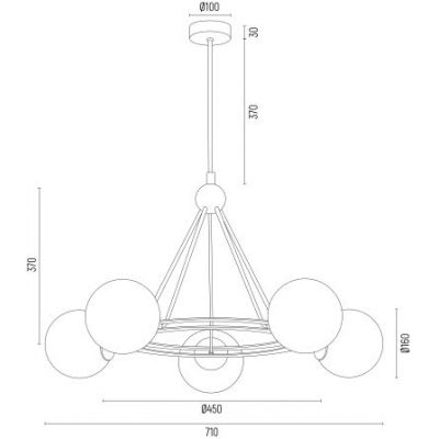 Argon Amalfi lampa wisząca 5x15W opal mat/czarny/mosiądz 2119