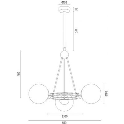 Argon Amalfi lampa wisząca 3x15W opal mat/czarny/mosiądz 6150
