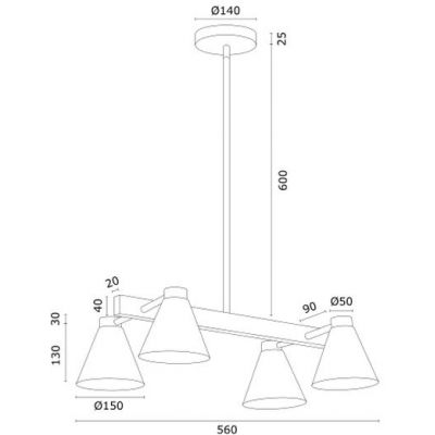 Argon Avalone lampa podsufitowa 4x15W czarny/mosiądz 1774