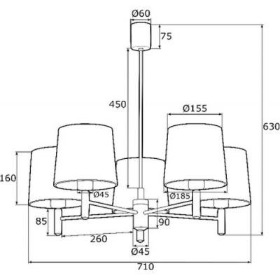 Argon Bolzano Plus lampa wisząca 5x15W biały/chrom 2110