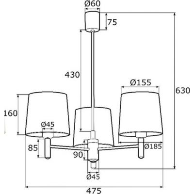 Argon Bolzano Plus lampa wisząca 3x15W biała/chrom 6114