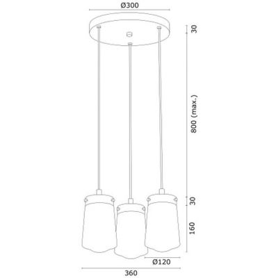 Argon Pasadena lampa wisząca 3x15W opal mat/mosiądz 6164