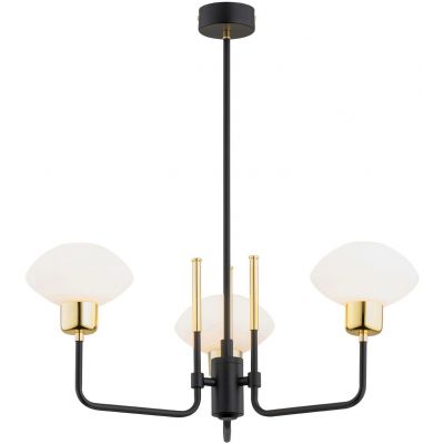 Argon Ravello lampa wisząca 3x15W opal mat//czarna struktura/mosiądz 6166