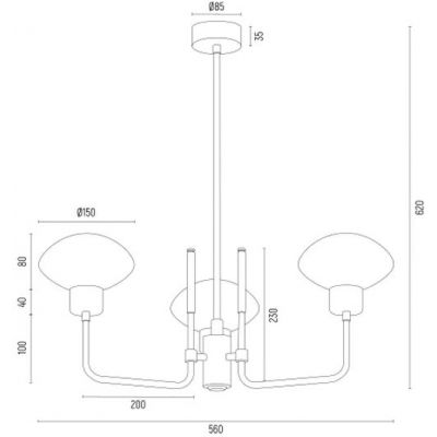 Argon Ravello lampa wisząca 3x15W opal mat//czarna struktura/mosiądz 6166