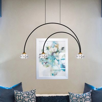 Altavola Design Tiffany lampa wisząca 3x3W LED czarny mat/złoty satynowy LA059/CL1_black