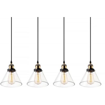 Altavola Design New York Loft lampa wisząca 4x40 W mosiądz-przezroczysta LA034/CL4