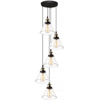 Altavola Design New York Loft lampa wisząca 5x40 W mosiądz-przezroczysta LA034/CO5
