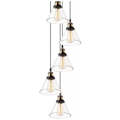 Altavola Design New York Loft lampa wisząca 5x40 W mosiądz-przezroczysta LA034/CO5