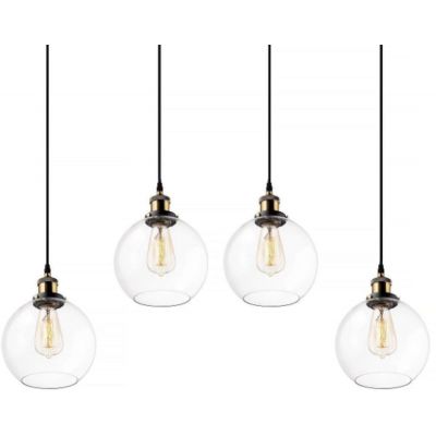 Altavola Design New York Loft lampa wisząca 4x40 W mosiądz-przezroczysta LA035/CL4