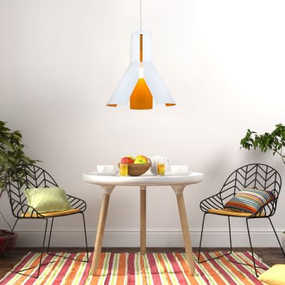 Altavola Design Origami lampa wisząca 1x40W biały/chrom/pomarańczowy LA045/P_white-orange