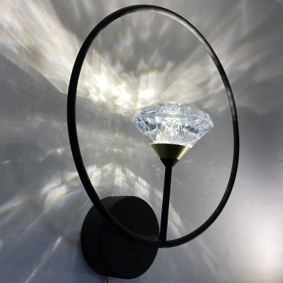 Altavola Design Tiffany kinkiet 1x3W czarny mat/satynowe złoto/przezroczysty LA059/W_black