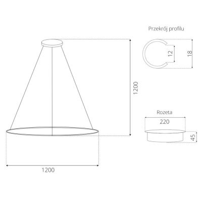 Altavola Design Ledowe Okręgi lampa wisząca 1x45W LED biały LA073/P_120_in_3k_white_dimm