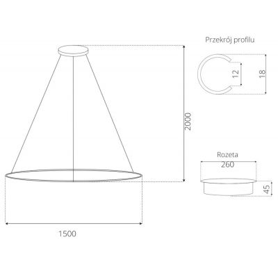 Altavola Design Ledowe Okręgi lampa wisząca 1x57W LED biały LA073/P_150_in_4k_white_dimm