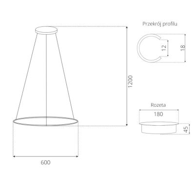 Altavola Design Ledowe Okręgi lampa wisząca 1x23W LED czarny LA073/P_60_in_3k_black_dimm