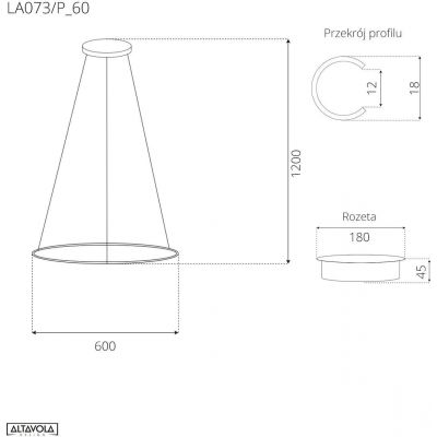 Altavola Design Ledowe Okręgi lampa wisząca 1x23 W złota LA073/P_60_in_4k_gold