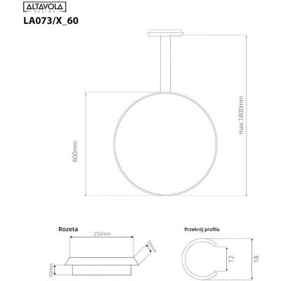 Altavola Design Ledowe Okręgi lampa wisząca 1x23 W złota LA073/X_60_in_3k_gold