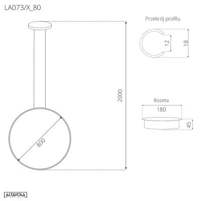 Altavola Design Ledowe Okręgi lampa wisząca 1x30 W biała LA073/X_80_in_3k_white