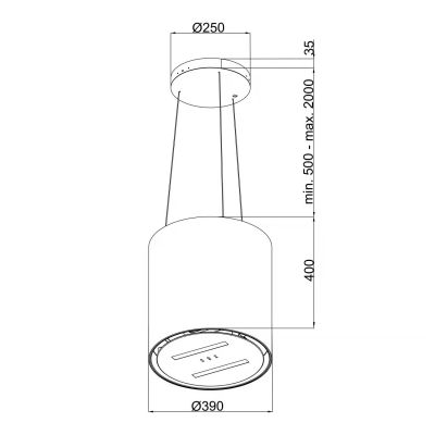 Maan Malwa Linki okap kuchenny 39 cm wyspowy czarny OMALL439HEGC.S3.MC.KSB.FW_EO