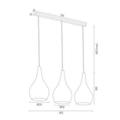 Argon Santana lampa wisząca 3x15W czarny 1409