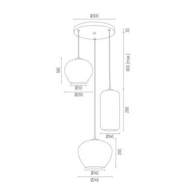 Argon Kalimera lampa wisząca 3x15 czarny/przezroczysty 1431