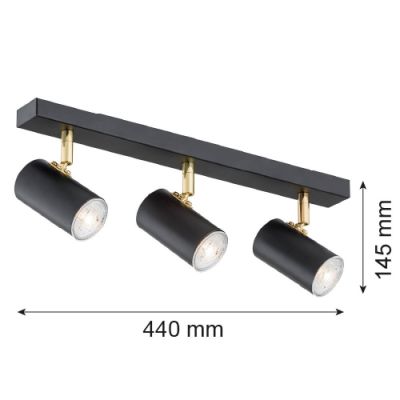 Argon Lagos lampa podsufitowa 3x5W czarny/mosiądz 1476