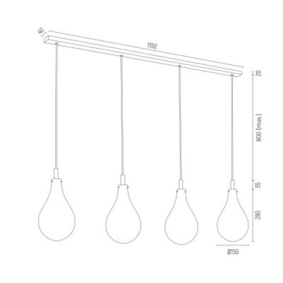 Argon Oakland lampa wisząca 4x6W biały/czarny 1741