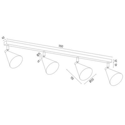 Argon Lucinda lampa podsufitowa 4x7W czarny/złoty 1805