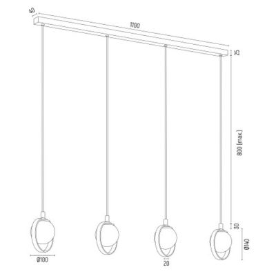 Argon Saturnia lampa wisząca 4x6W opal mat/złoty/zielony 1808