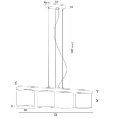 Argon Canoa lampa wisząca 4x15W opal mat/czarny/złoty 1814