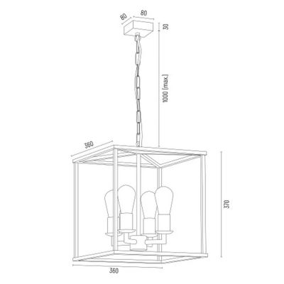 Argon Monzano lampa wisząca 4x15W czarny/złoty 1824