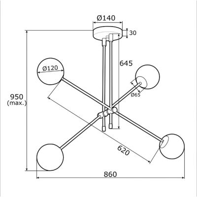 Argon Absos lampa podsufitowa 4x7W biały/brązowy/mosiądz 1840