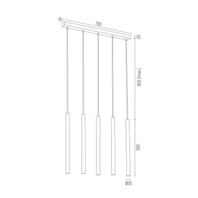 Argon Etna Plus lampa wisząca 5x6W czarny 2137