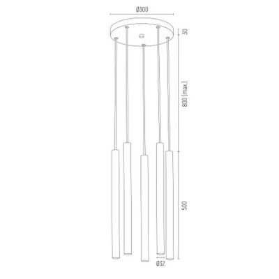 Argon Sicilia Plus lampa wisząca 5x6W mosiądz/czarny 2144